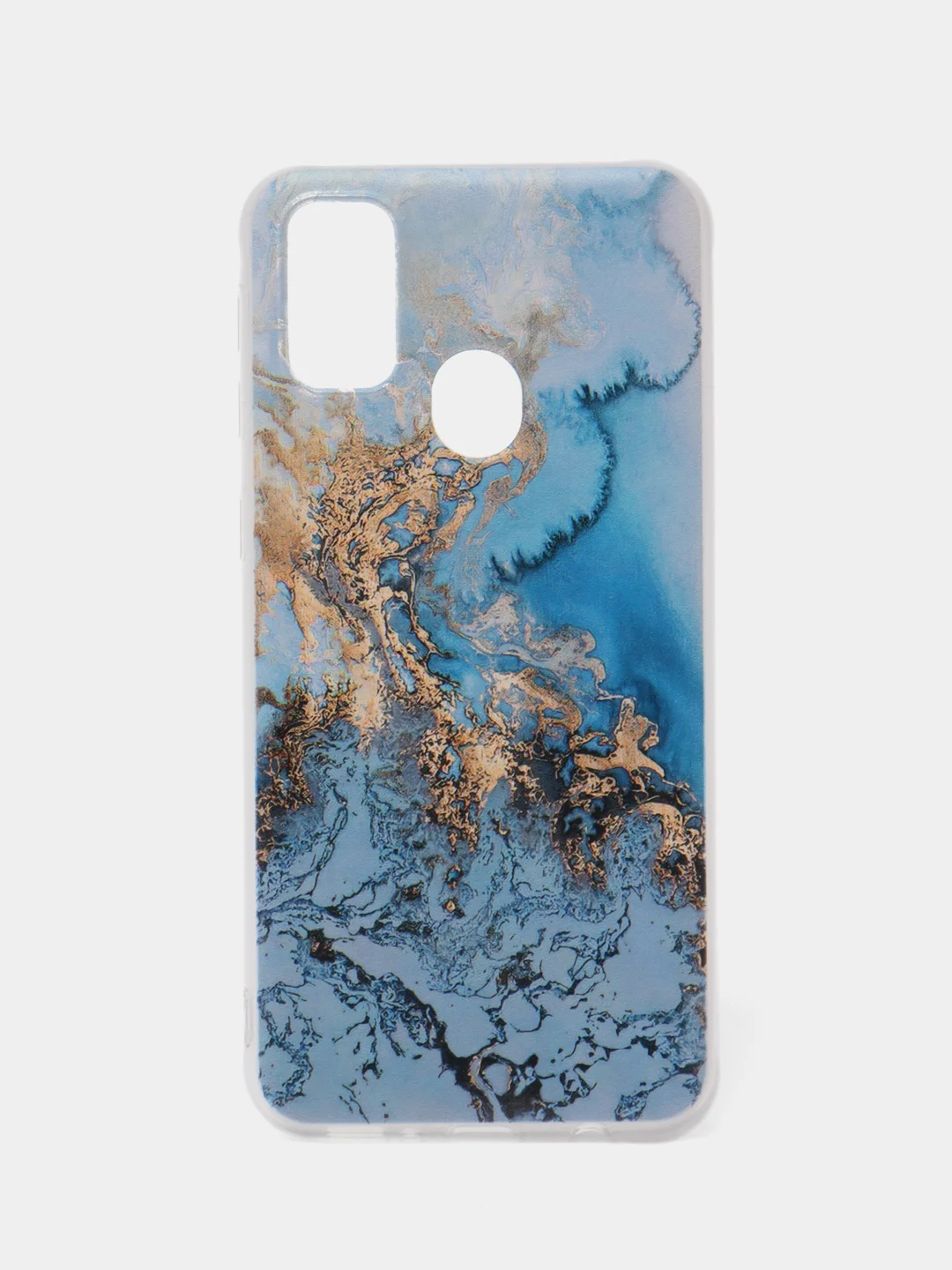 Голубой силиконовый чехол на Samsung Galaxy M21/M30s / Самсунг М21/М30s с рисунком, защита камеры