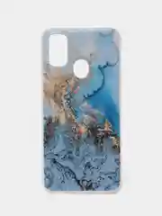 Голубой силиконовый чехол на Samsung Galaxy M21/M30s / Самсунг М21/М30s с рисунком, защита камеры