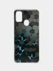 Бирюзовый силиконовый чехол на Samsung Galaxy M21/M30s / Самсунг М21/М30s с рисунком, защита камеры