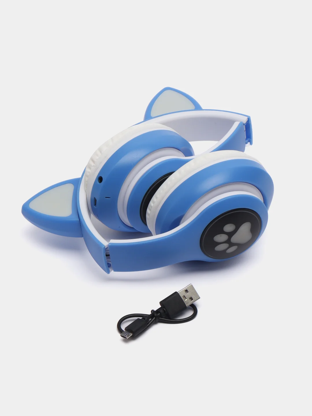 Розовый беспроводные Bluetooth наушники с кошачьими светящимися ушками