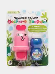 Розовый мыльные пузыри "Веселые зверята", мыльный раствор, 60 мл, ABS, 13 х 6 х 18 см