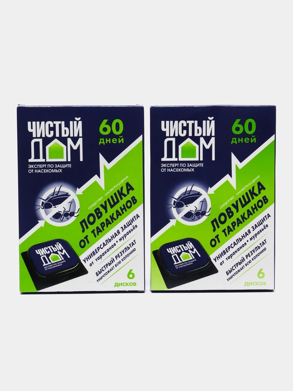 Ловушка от тараканов "Чистый дом", 6 дисков, 2 упаковки
