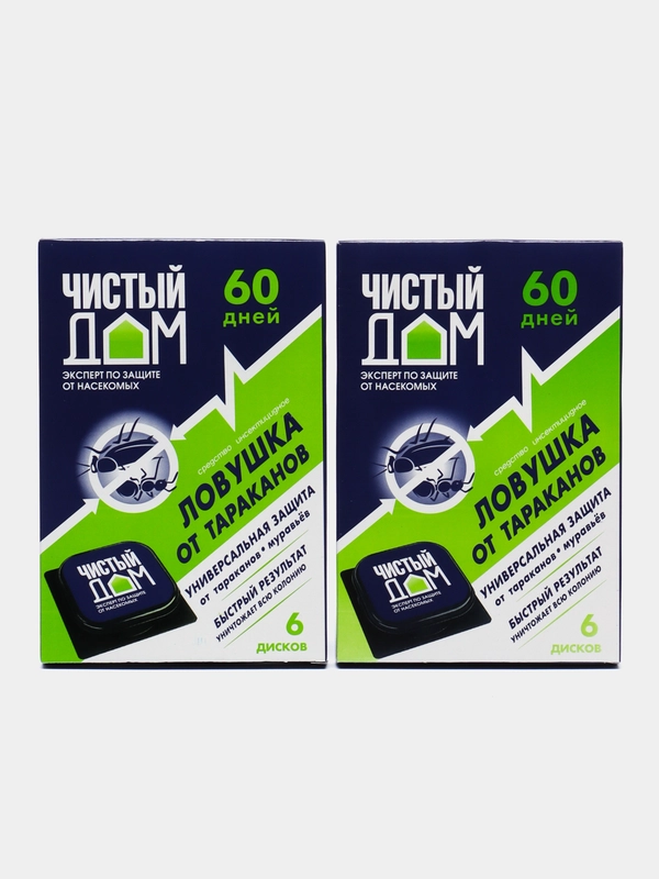 Ловушка от тараканов "Чистый дом", 6 дисков, 2 упаковки