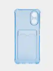 Голубой чехол для Oppo A17 / A17K, Оппо А17, А17К, прозрачный, с карманом для карты