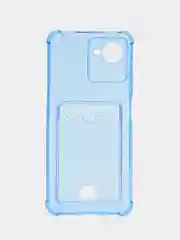 Синий чехол противоударный Realme С30 C30s C31 C21 C21Y C55 с карманом для карт