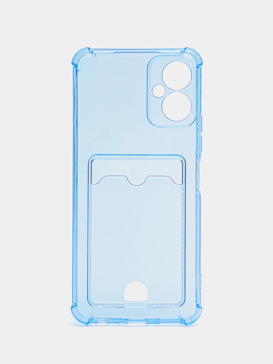 Голубой чехол для Tecno Spark 8C / GO 2022, 10 / 10C прозрачный с карманом для карты