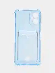 Голубой чехол для Tecno Spark 8C / GO 2022, 10 / 10C прозрачный с карманом для карты