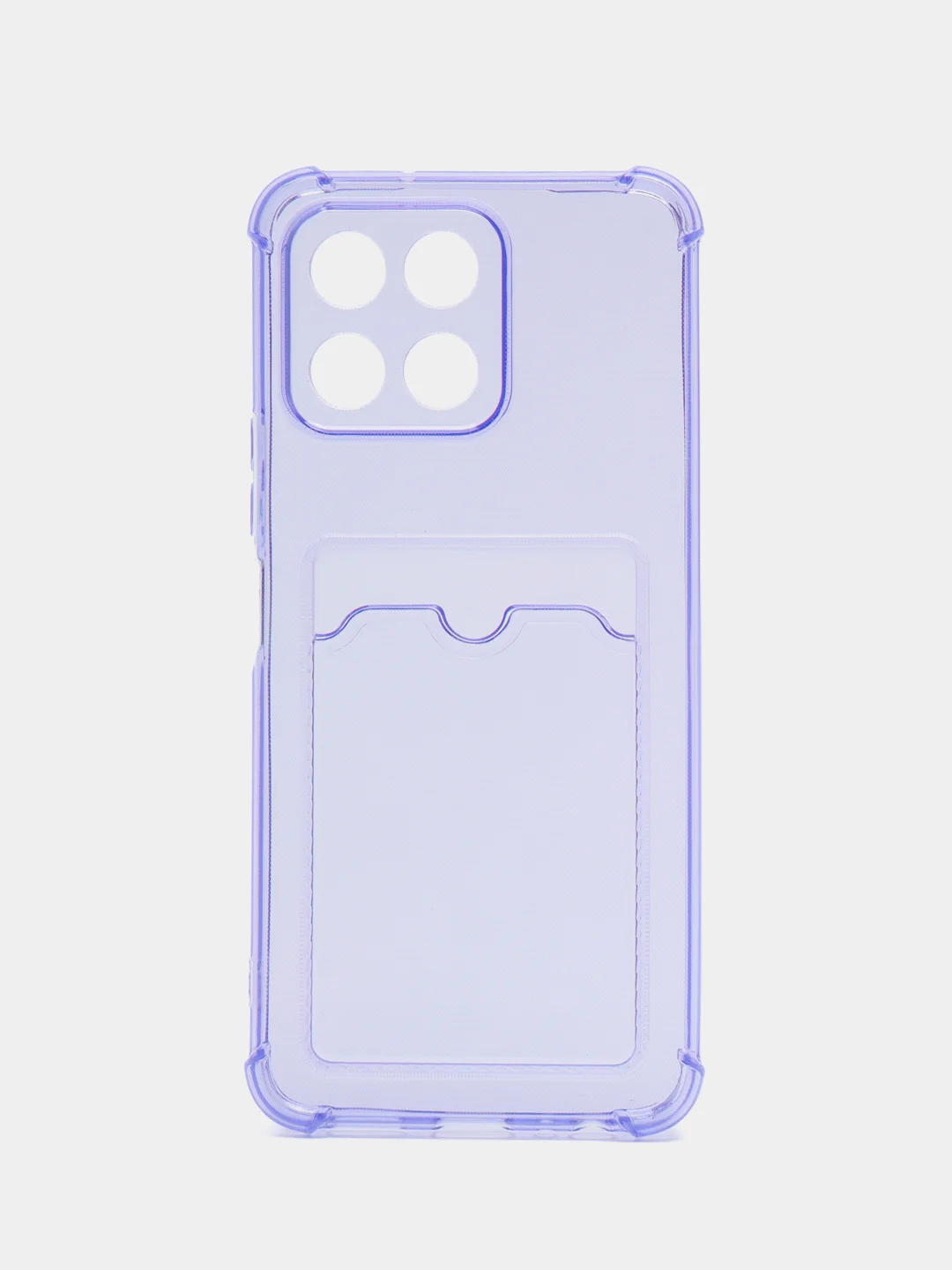 Лавандовый чехол противоударный Honor 70, X8 4G, X8a прозрачный, с карманом для карты