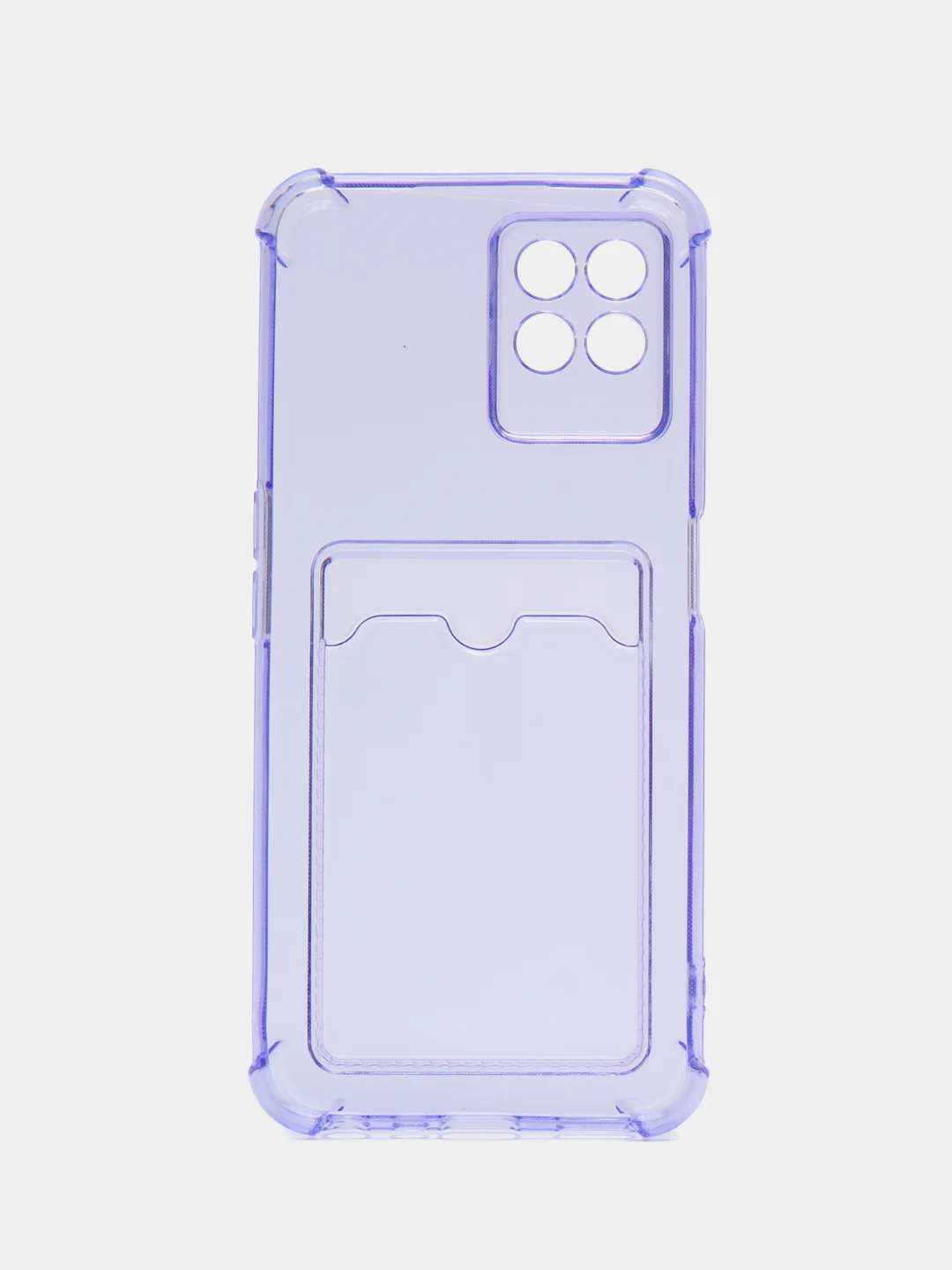 Лавандовый чехол противоударный Realme C30, C21, C11 2021, C20, C35 прозрачный, с карманом для карты