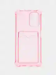 Розовый чехол Xiaomi Redmi 10C / Poco C40, A1, Note 10S, 9C прозрачный, с карманом для карты