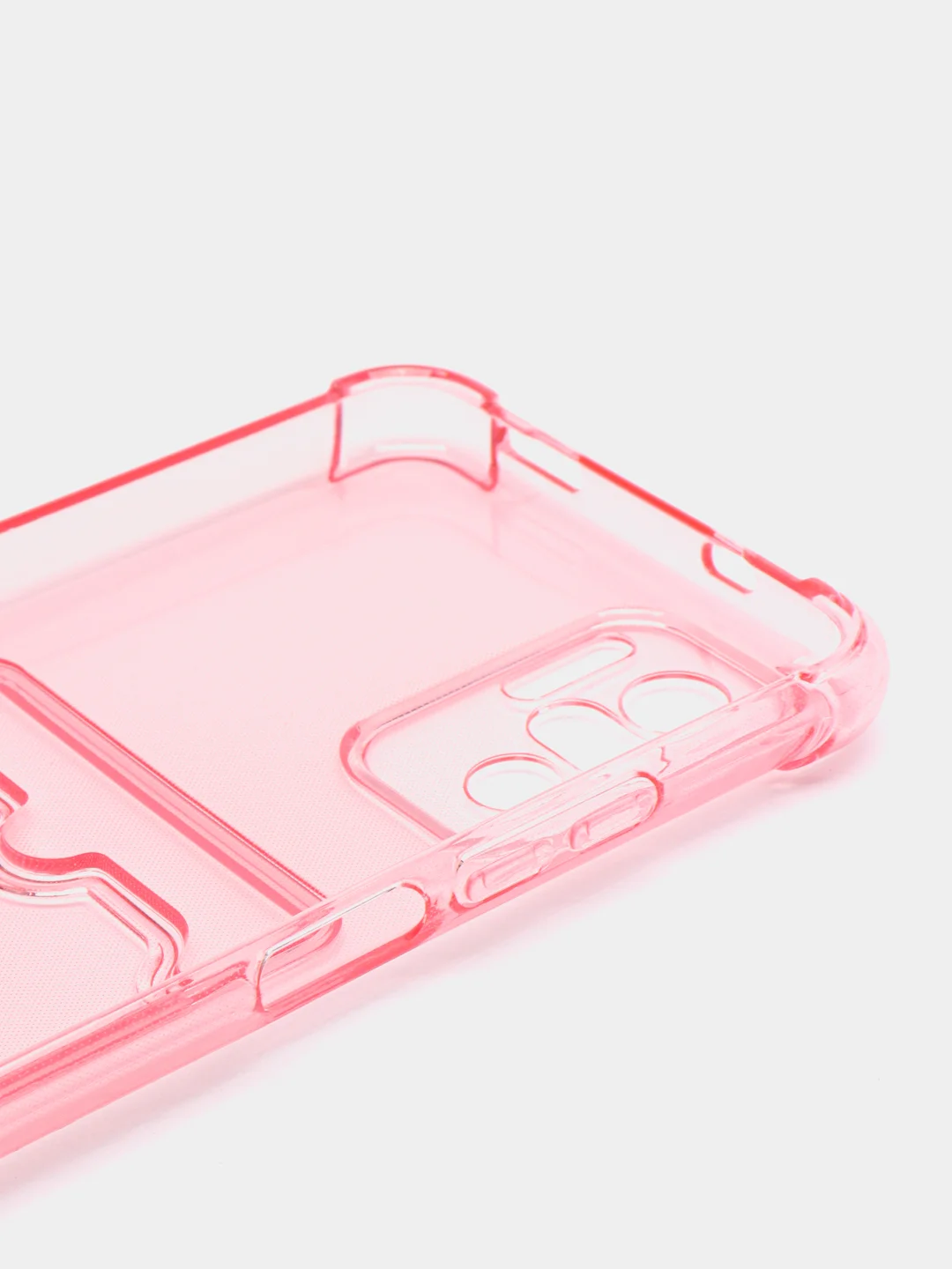 Розовый чехол Xiaomi Redmi 10C / Poco C40, A1, Note 10S, 9C прозрачный, с карманом для карты