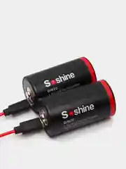 Черный батарейки аккумуляторные D R20 Soshine 1,5V, 6000 mWh/4000 mAh, со встроенным Type-C, ЗУ