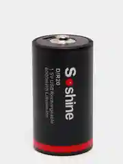 Черный батарейки аккумуляторные D R20 Soshine 1,5V, 6000 mWh/4000 mAh, со встроенным Type-C, ЗУ