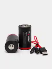 Черный батарейки аккумуляторные D R20 Soshine 1,5V, 6000 mWh/4000 mAh, со встроенным Type-C, ЗУ