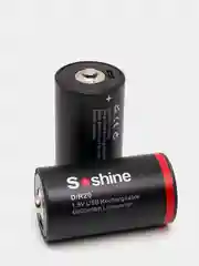 Черный батарейки аккумуляторные D R20 Soshine 1,5V, 6000 mWh/4000 mAh, со встроенным Type-C, ЗУ