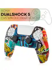 Голубой защитный силиконовый чехол для геймпада Sony PlayStation 5 накладка на джойстик-контроллер