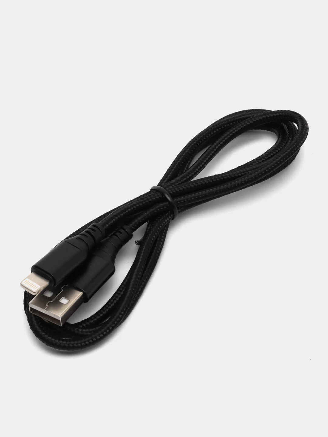 Черный кабель Micro / Lightning 2.4 A, 1 м, ткань, армированный