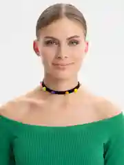 Черный чокер с цветными шариками