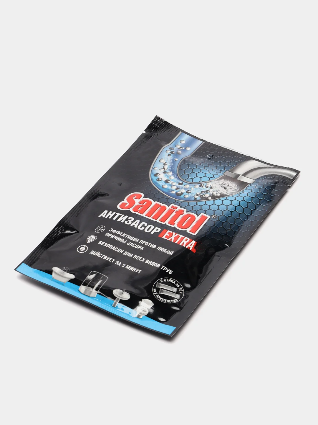 Антизасор Sanitol, ср-во для чистки канализационных труб, 2саше по 50гр