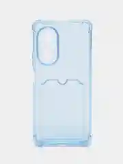 Голубой чехол противоударный Honor 70, X8 4G, X8a прозрачный, с карманом для карты