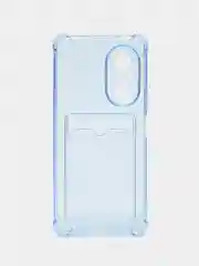 Голубой чехол противоударный Honor 70, X8 4G, X8a прозрачный, с карманом для карты