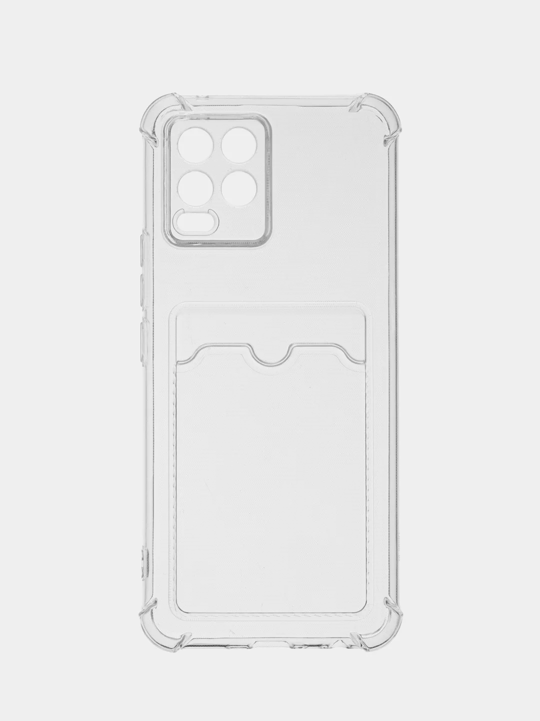 Прозрачный чехол противоударный Realme C30, C21, C11 2021, C20, C35 прозрачный, с карманом для карты