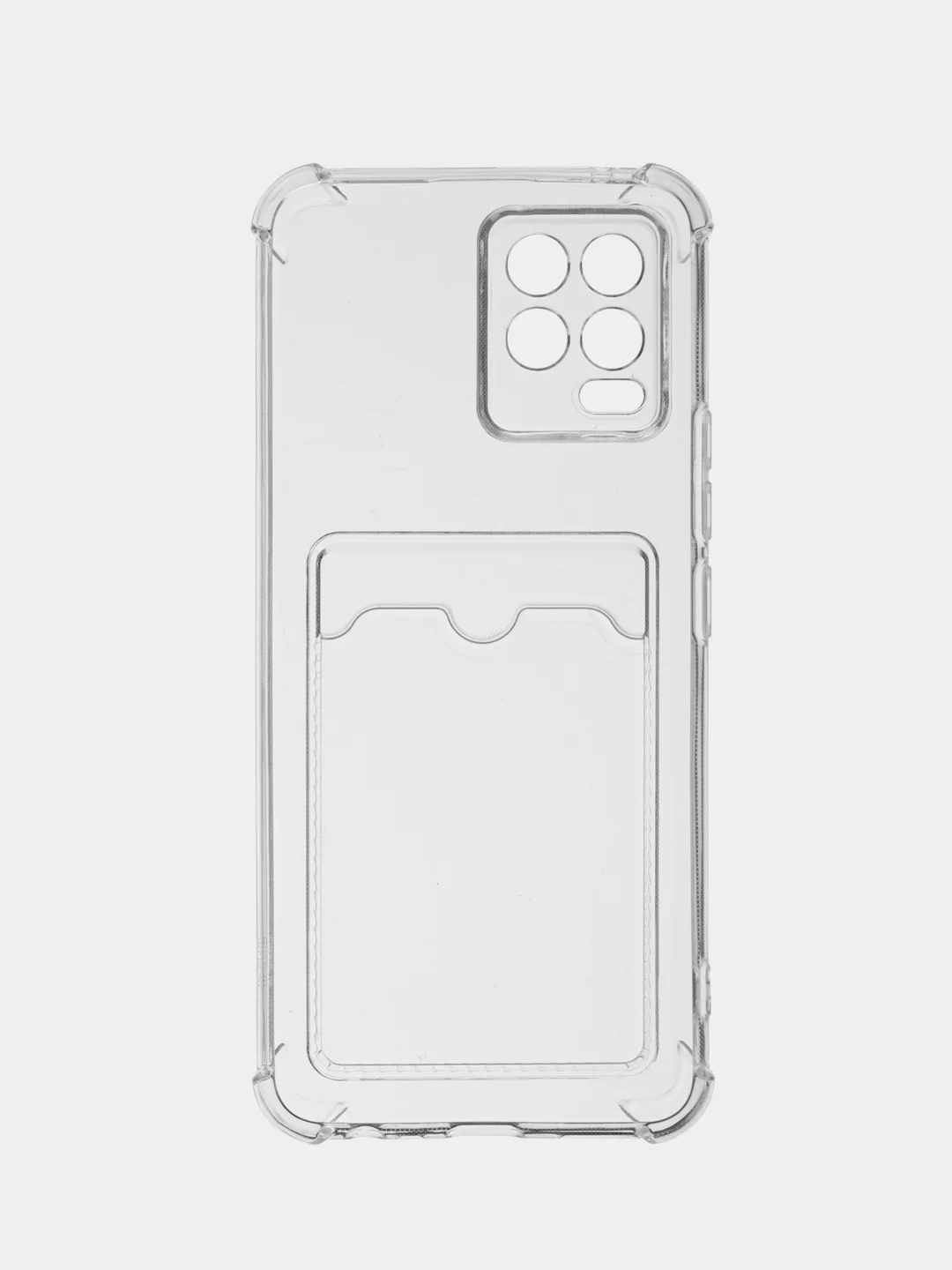 Прозрачный чехол противоударный Realme C30, C21, C11 2021, C20, C35 прозрачный, с карманом для карты