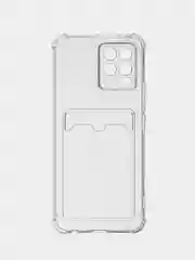 Прозрачный чехол противоударный Realme C30, C21, C11 2021, C20, C35 прозрачный, с карманом для карты