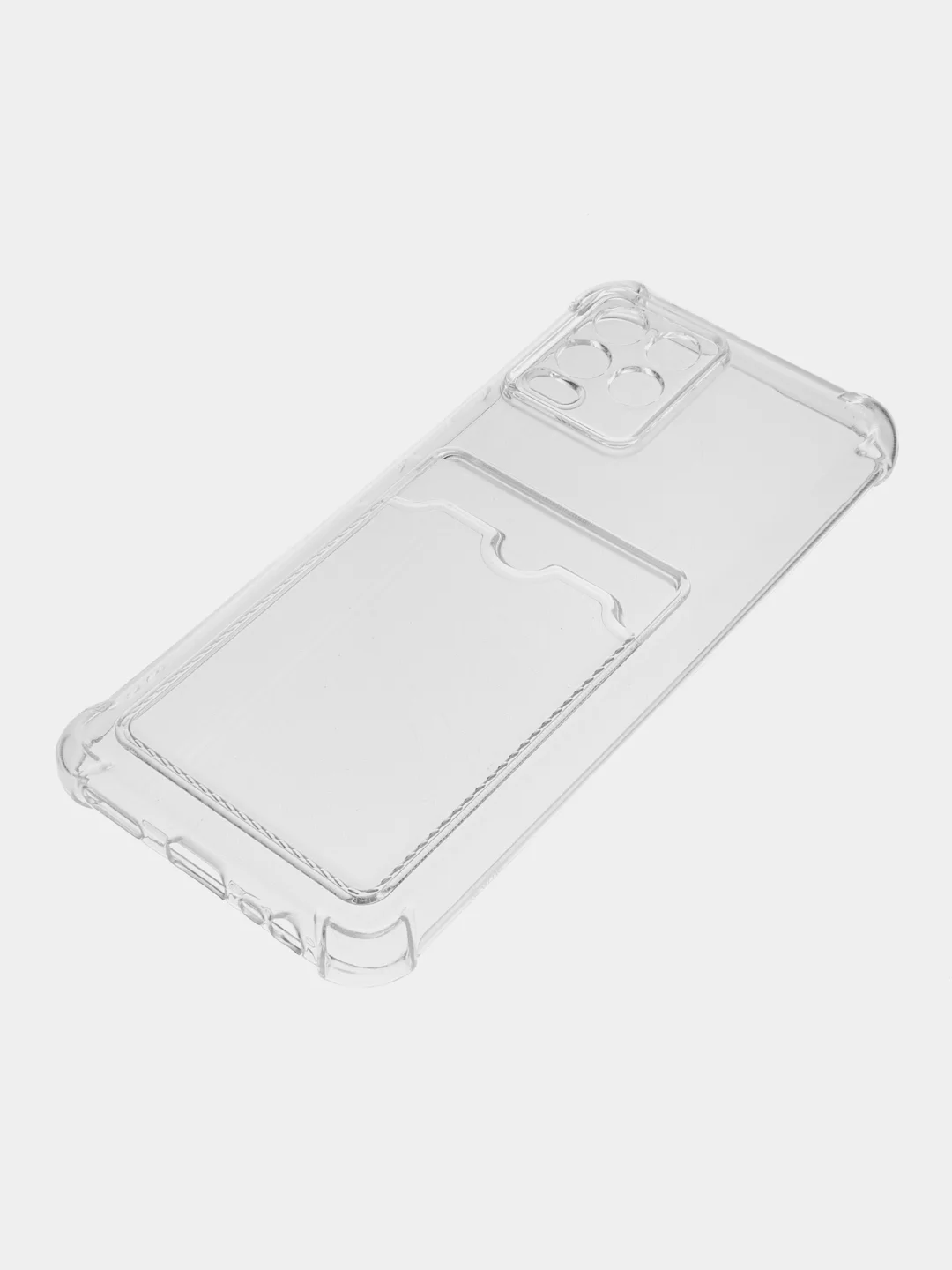 Прозрачный чехол противоударный Realme C30, C21, C11 2021, C20, C35 прозрачный, с карманом для карты