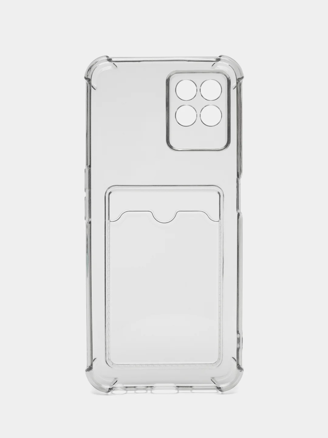 Черный чехол противоударный Realme C30, C21, C11 2021, C20, C35 прозрачный, с карманом для карты