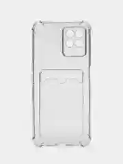 Черный чехол противоударный Realme C30, C21, C11 2021, C20, C35 прозрачный, с карманом для карты