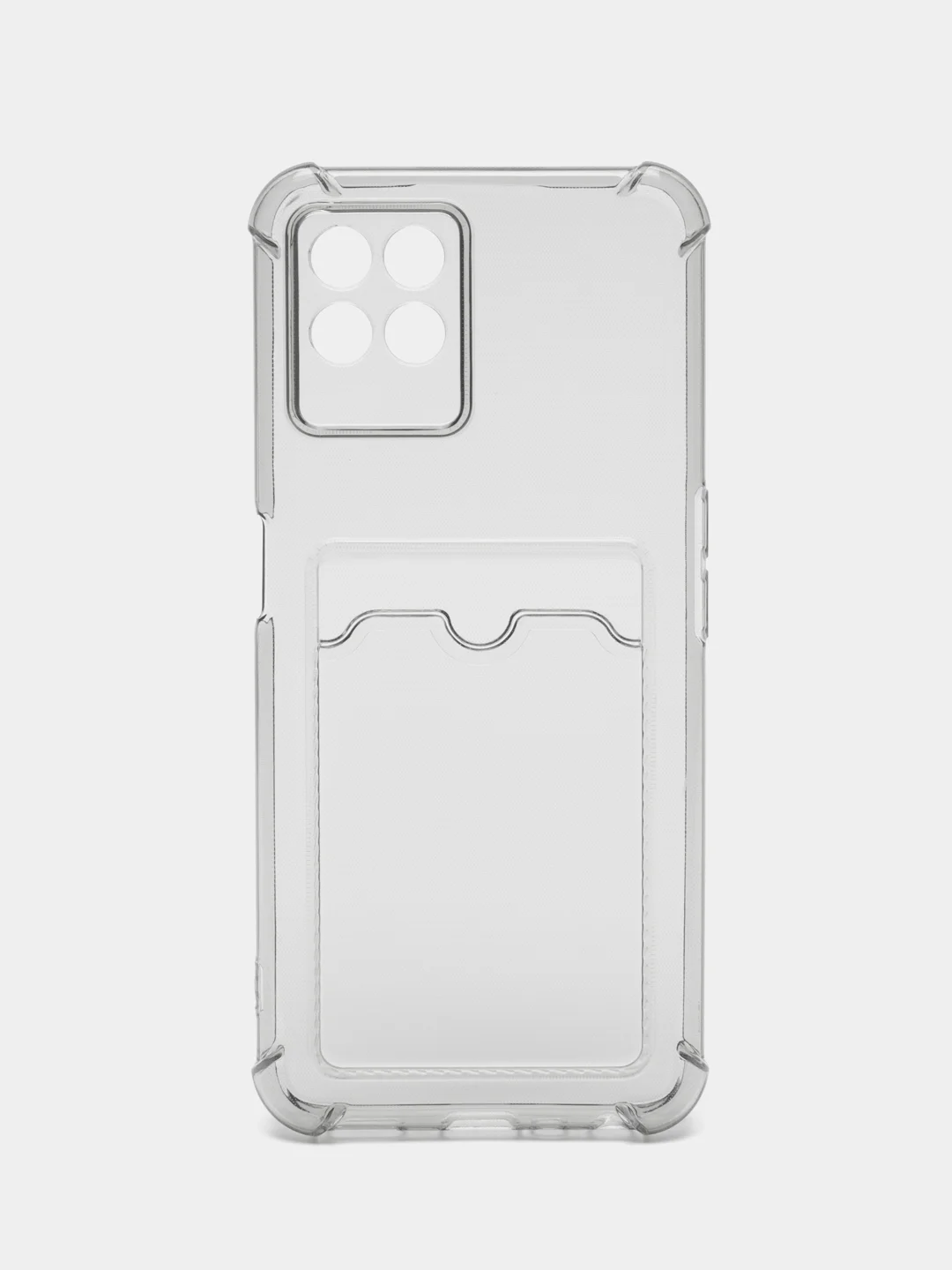 Черный чехол противоударный Realme C30, C21, C11 2021, C20, C35 прозрачный, с карманом для карты