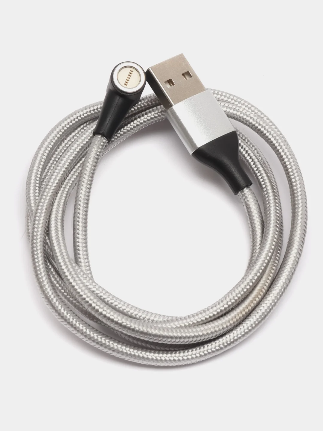 Серый металлик магнитный кабель с быстрой зарядкой 3А и разъемы micro-USB / Type-C / iPhone Lightning