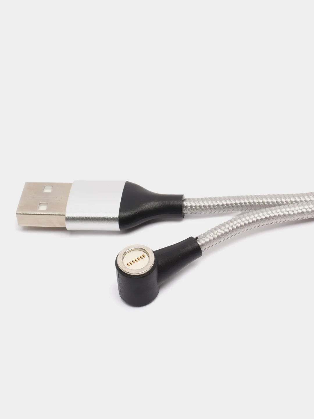 Серый металлик магнитный кабель с быстрой зарядкой 3А и разъемы micro-USB / Type-C / iPhone Lightning
