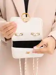 Молочный сумка женская, через плечо, из экокожи, с жемчугом
