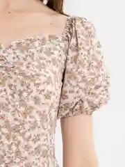 Бронзовый летнее платье цветочное, крестьянка