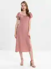 Кораллово-розовый летнее платье в горошек