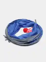 Синий тоннель шуршащий для кошек, складной игровой комплекс с подвесной игрушкой