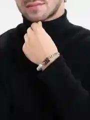 Серебряный мужской браслет с бусами