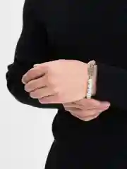 Серебряный мужской браслет с бусами