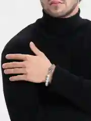 Серебряный мужской браслет с бусами