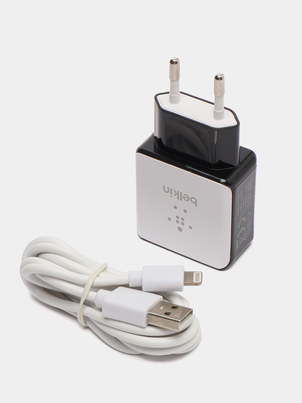Сетевое зарядное устройство, 10Вт, USB + кабель USB - Lightning, 1 м, белый