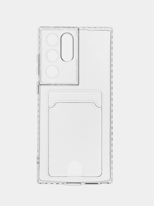 Чехол для Samsung Galaxy S22 Ultra, Галакси С22 Ультра, прозрачный, с карманом для карты