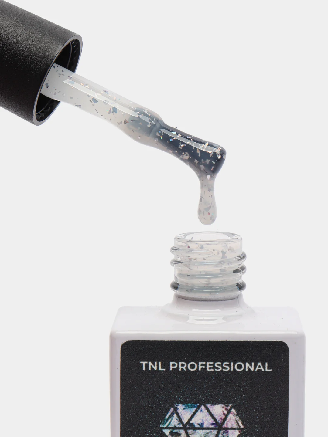 Бежевый меланж гель-лак с поталью TNL potal, 10 мл