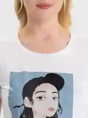 Белый футболка женская, с принтом