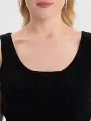 Черный топ вязаный, женский, базовый