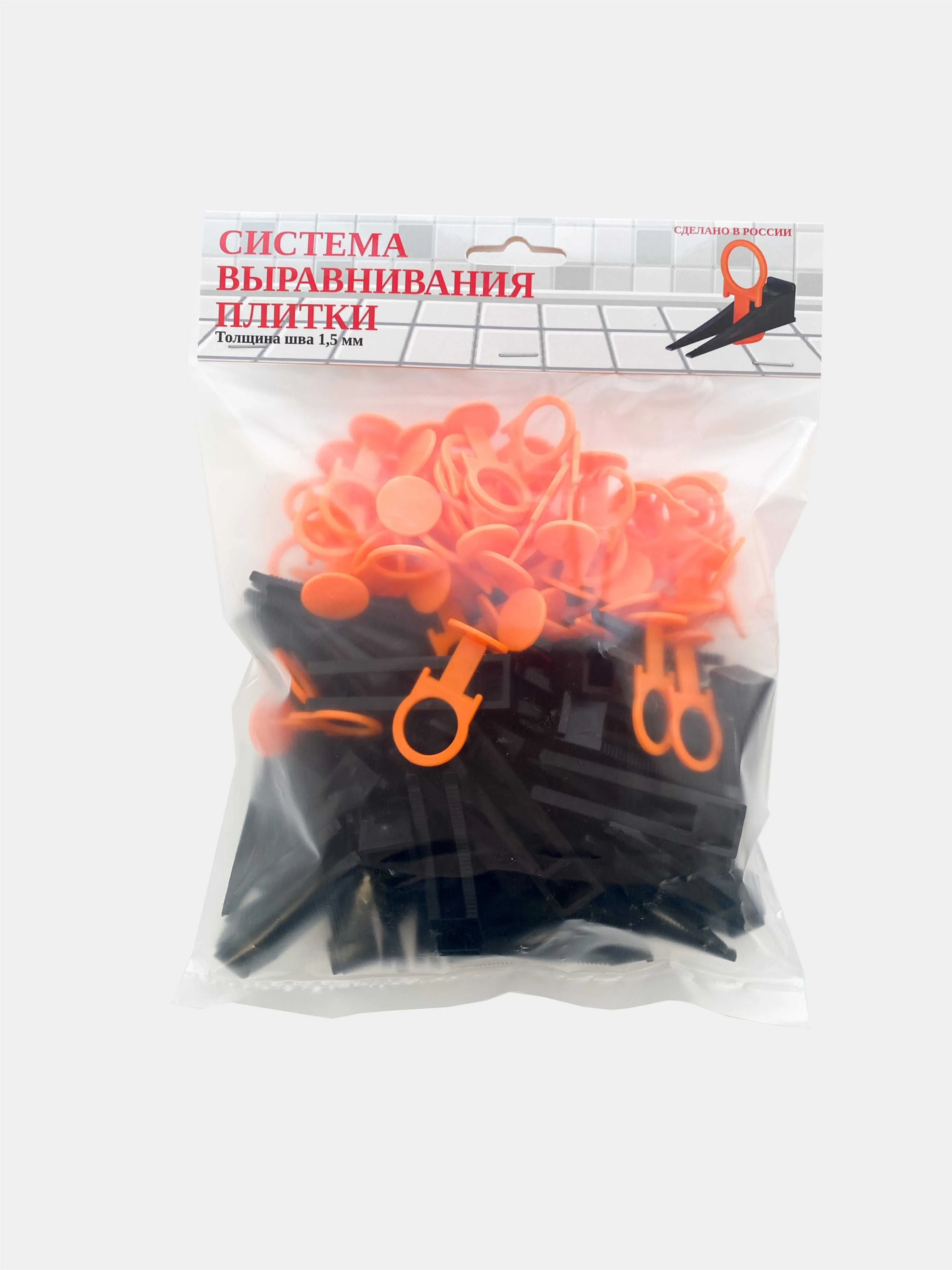 Система выравнивания плитки СВП, зажим 1,5 мм - 50 шт, клин - 50 шт