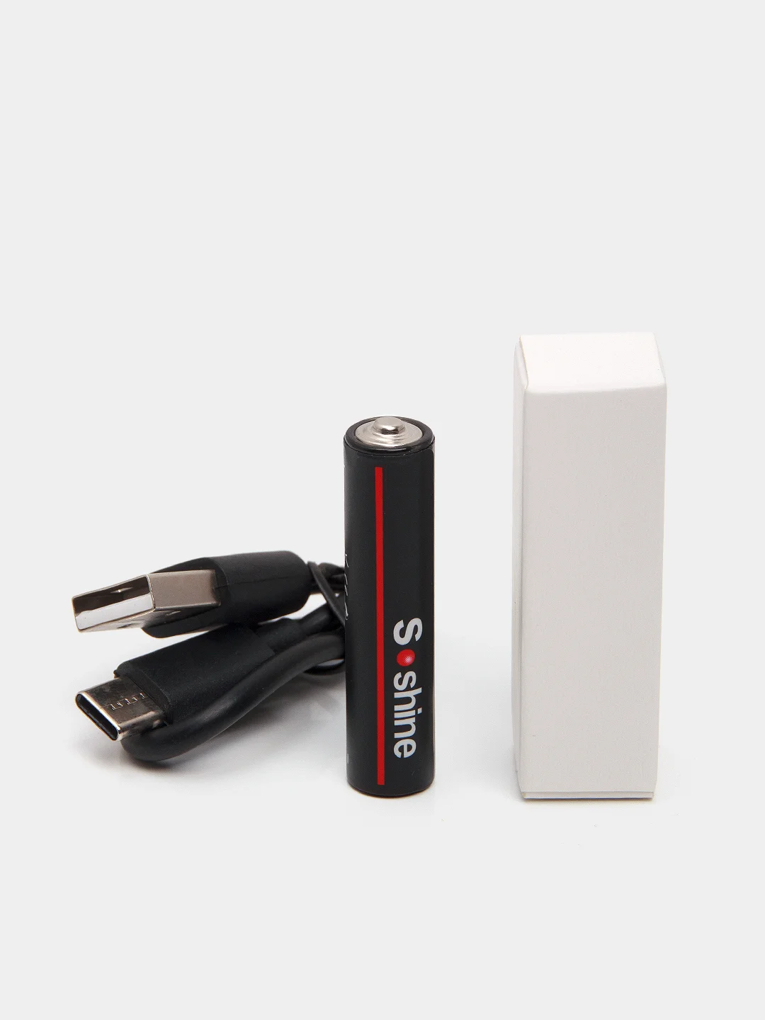 Черный батарейки аккумуляторные ААA Soshine 1,5V 600 mWh / 400 mAh со встроенным Type-C ЗУ