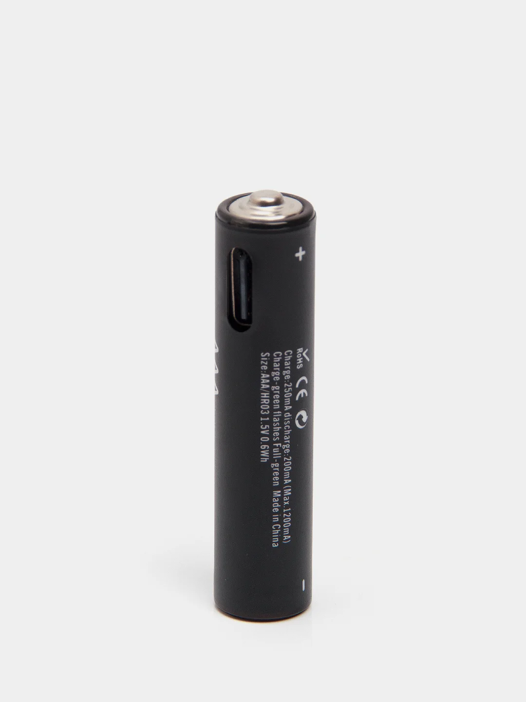Черный батарейки аккумуляторные ААA Soshine 1,5V 600 mWh / 400 mAh со встроенным Type-C ЗУ