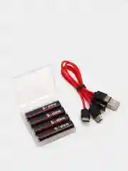 Черный батарейки аккумуляторные ААA Soshine 1,5V 600 mWh / 400 mAh со встроенным Type-C ЗУ
